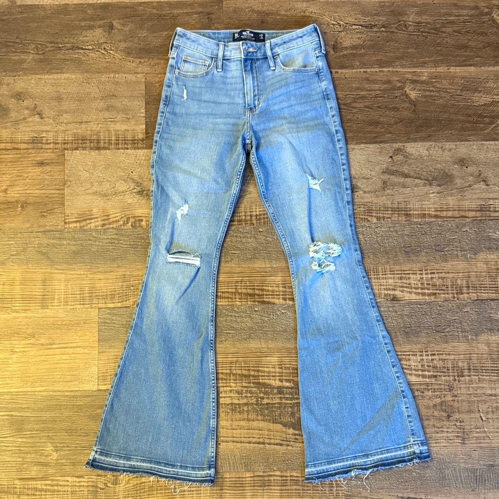 Hollister Light Blue Distressed Flare Jeans